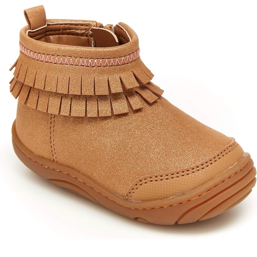 Stride Rite 360 Bianca toddler girl fringe boot 6” heel to toe